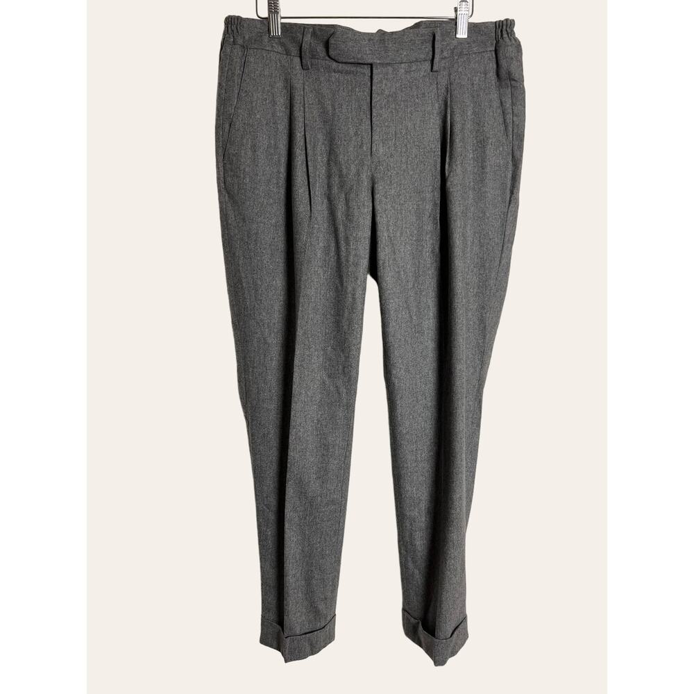 Eleventy Gray Wool Pleated Front Straight Leg Trouser Dress Work Pants Size 36US